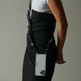 שרשרת לטלפון ROXANNE 120cm black braided with golden carabiners