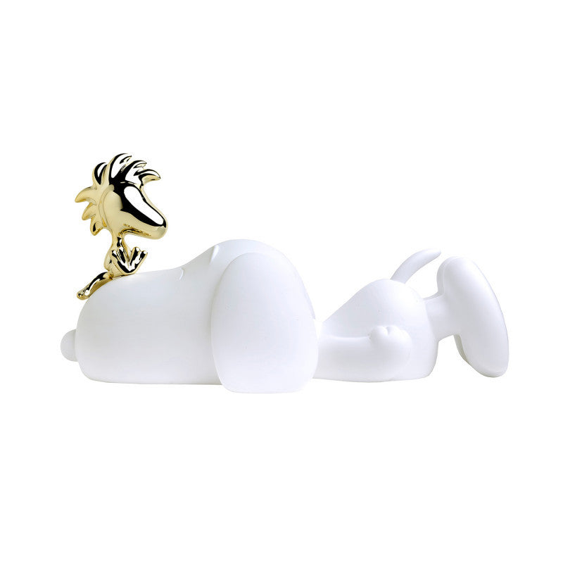 LEBLON SNOOPY & WOODSTOCK WHITE MATT & CHROMED GOLD 33CM
