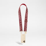 שרשרת לטלפון HABY adjustable strap 120cm Bordeaux bandana pattern with golden carabiners