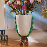 Jonathan Adler Mustique Scalloped Urn - White/Brown/Green - 34068