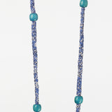 שרשרת לטלפון DELLA 120cm blue bandana jewelry chain with blue wooden beads and golden carabiners