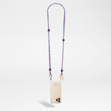 שרשרת לטלפון DELLA 120cm purple bandana jewel chain with Purple wooden beads and golden carabiners