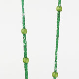 שרשרת לטלפון DELLA 120cm green bandana jewel chain with green wooden beads and golden carabiners