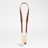 רצועה לטלפון NORA 120cm leopard vegan leather and golden carabiners